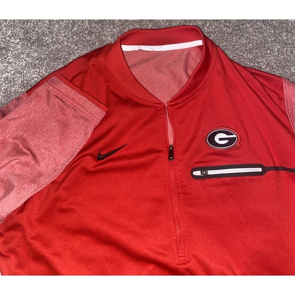 Nike Dri Fit Georgia Bulldogs UGA NCAA Pullover Long Sleeve Jacket Red/Black L - Picture 1 of 11